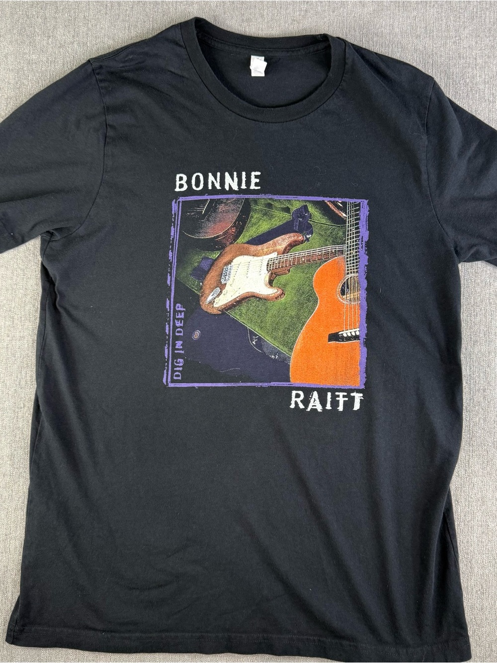 Bonnie Raitt Dig In Deep Tour Black Graphic Canvas Tee Size Large